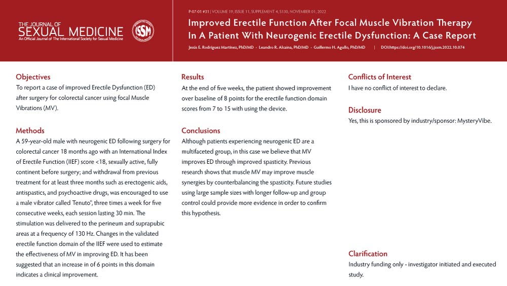 Focal Muscle Vibrations Therapy in a Patient with Neurogenic Erectile Dysfunction: A Case Report